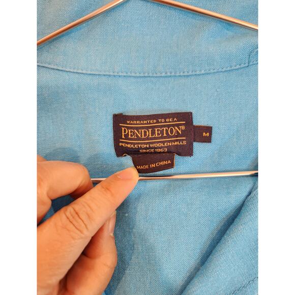 Pendleton Women’s M Linen Rayon Jacket Blue‎ Button Front Lightweight Casual - Picture 3 of 7